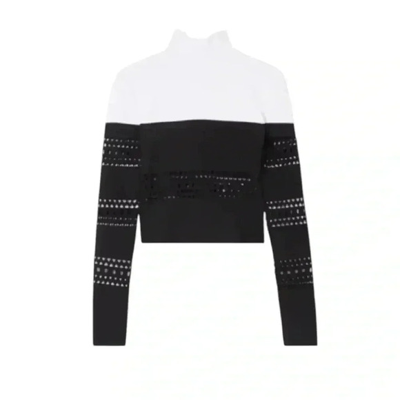 Alaia Tops - NWT ALAÏA Two-tone laser-cut stretch-knit turtleneck top